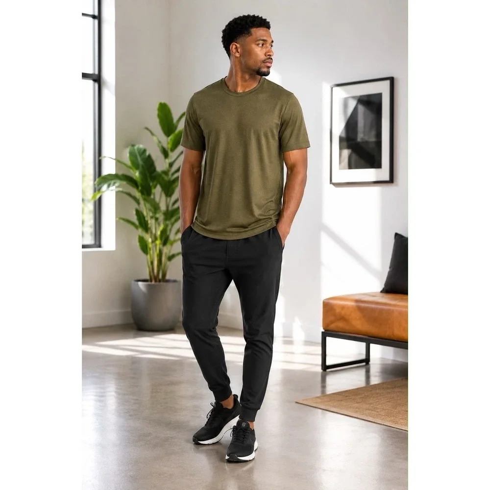 SIZE L- NIKE DRI-FIT MEN'S CREWNECK SHORT SLEEVE OLIVE GREEN ACTIVE T-SHIRT